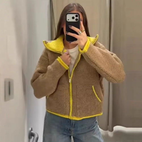 Damen Fleecejacke Kuschelig Reißverschluss Taschen Eveloria