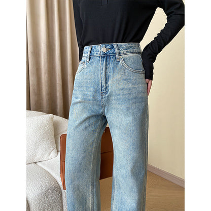 Damen Langarmshirt aus Baumwolle mit Knopfdetail und langem Schnitt