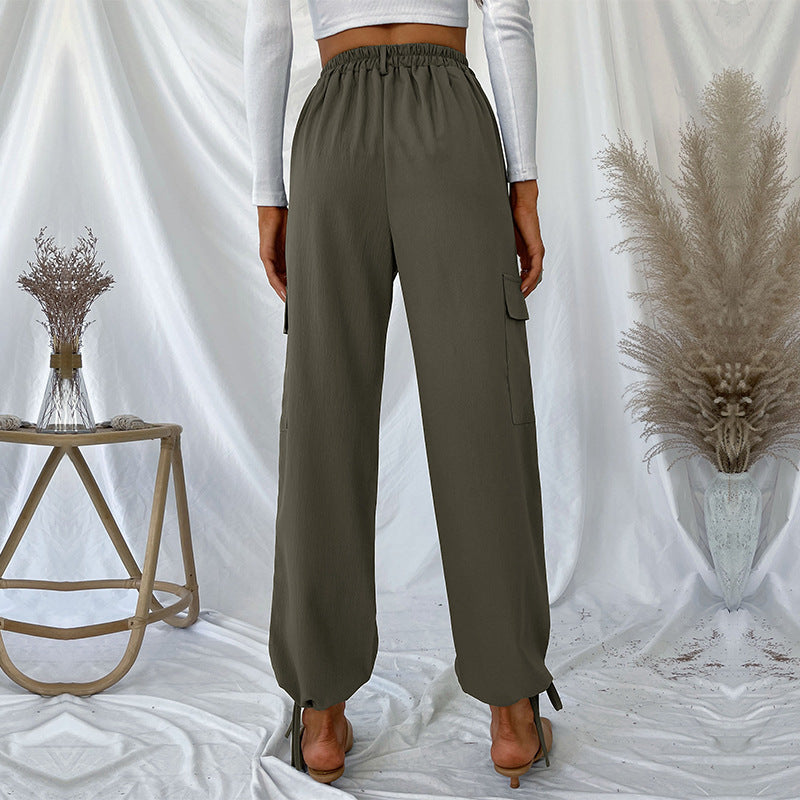 Damen Cargo-Hose Elastischer Bund Seitentaschen Eveloria