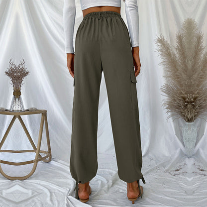Damen Cargo-Hose Elastischer Bund Seitentaschen Eveloria