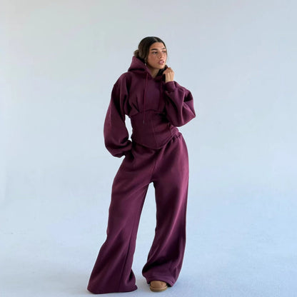 Damen Oversized Hoodie Lässig Weite Bund Grau Eveloria