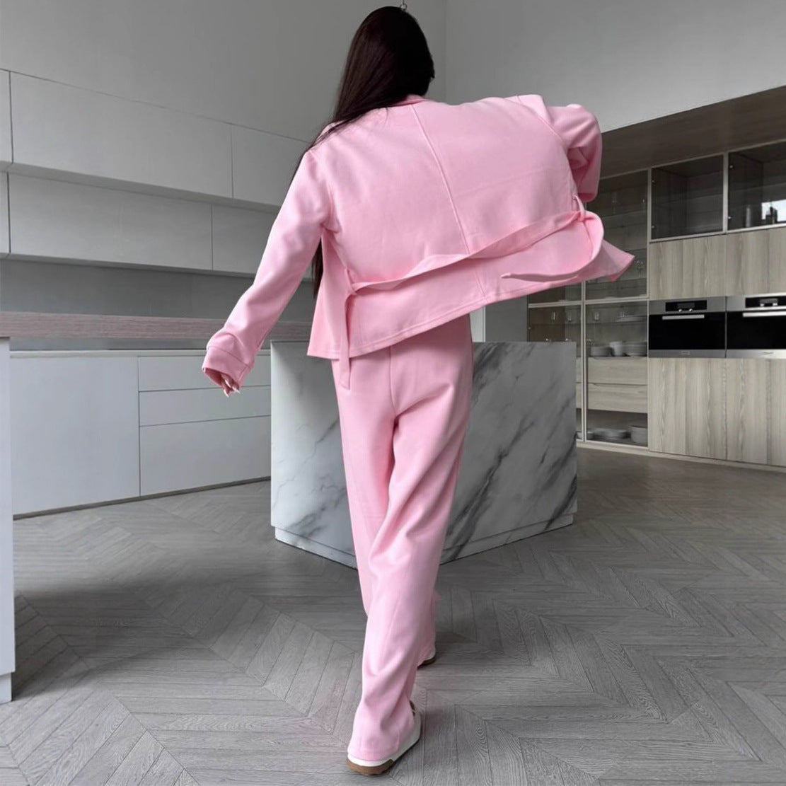 Damen Zweiteiler-Set mit Knöpfjacke und Hose