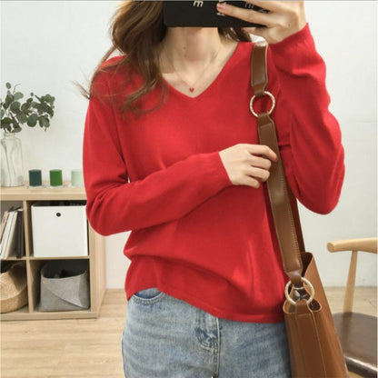 Damen Pullover V-Ausschnitt Weich