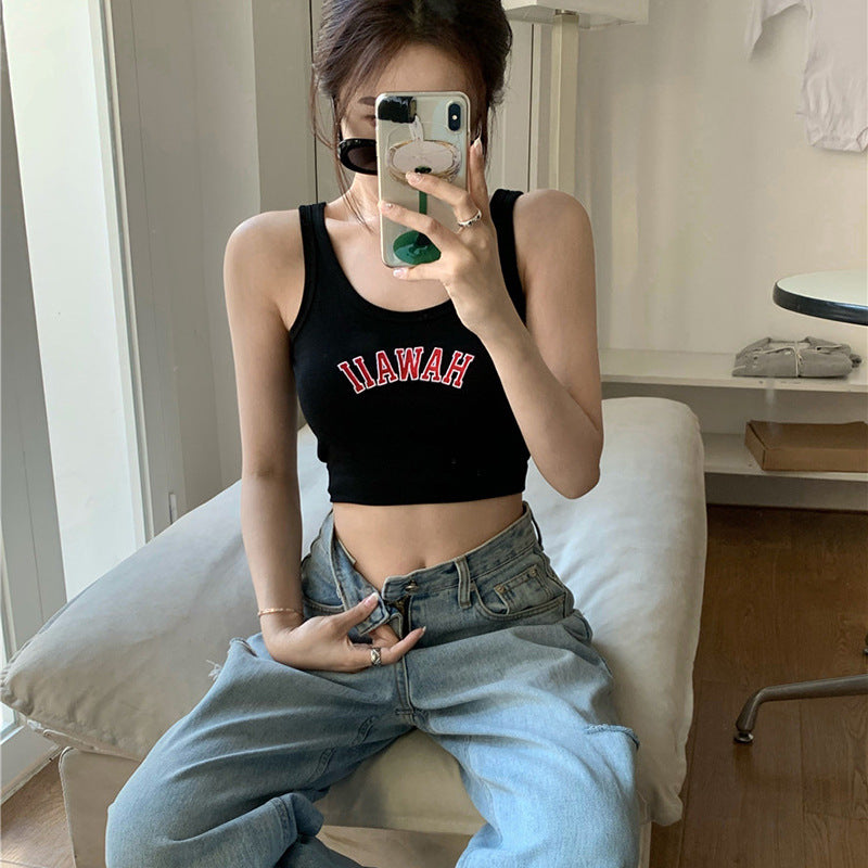 Damen Cropped Tanktop Bequem Baumwolle Weiß