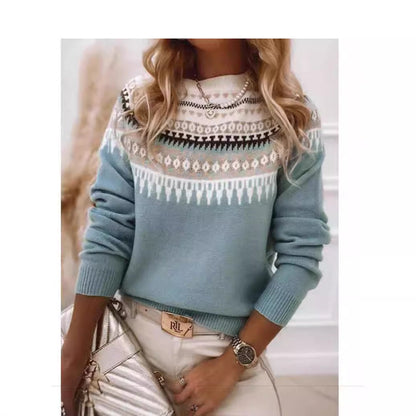 Damen Pullover Skandinavisches Strickdesign Verspieltes Muster