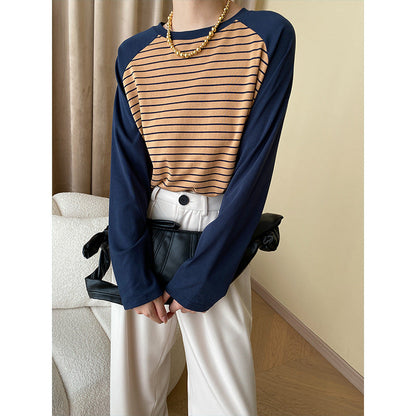 Damen Langarmshirt Gestreift Raglanärmel Eveloria