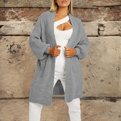 Damen Strickjacke Lässiger Schnitt Uni Farbe