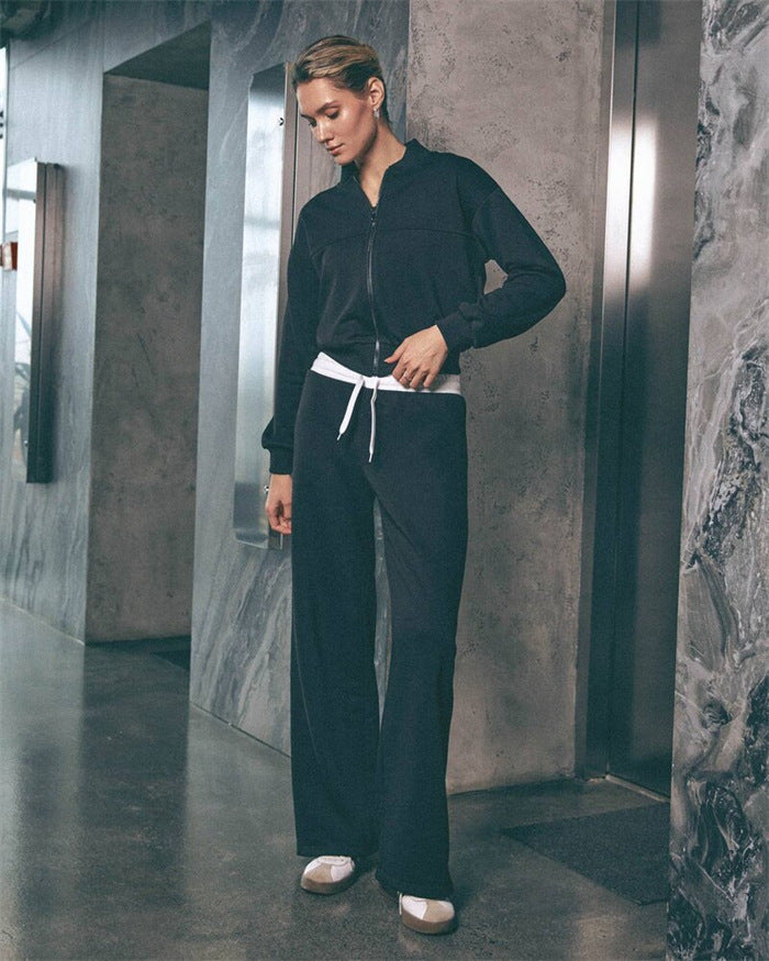 Damen Freizeit-Set Weite Hose Moderner Kragen Eveloria