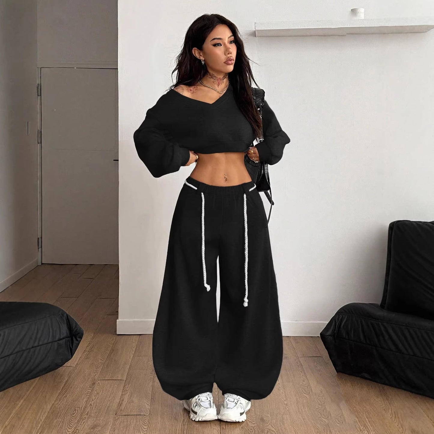 Damen Crop- Set mit weiter Hose Eveloria