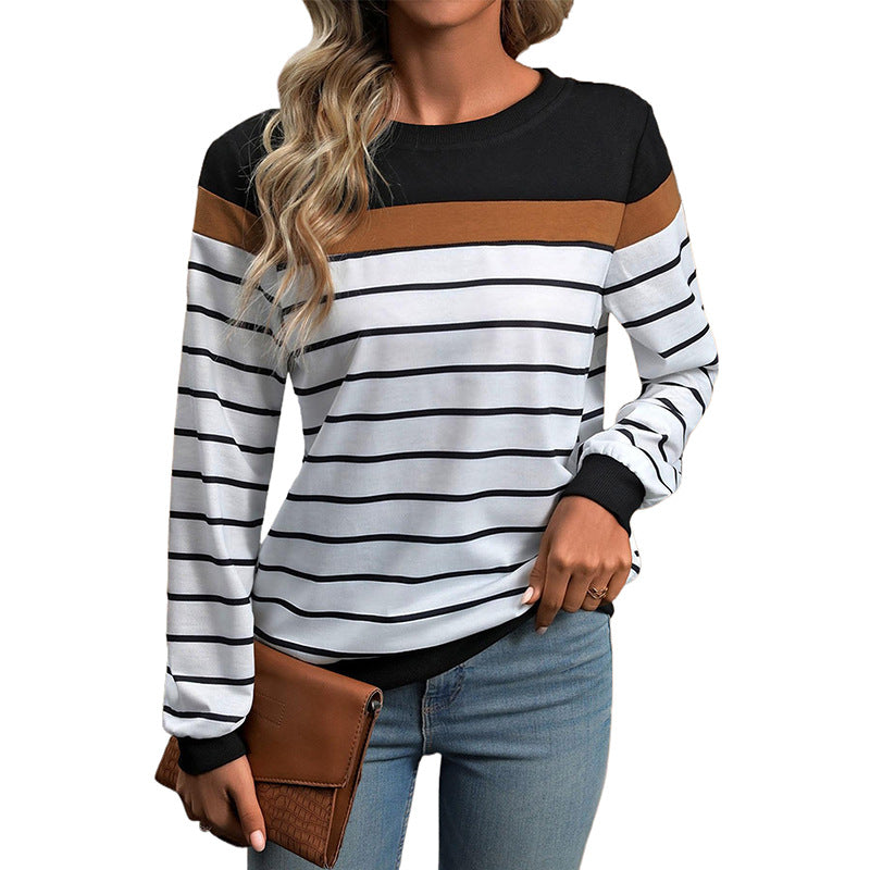 Damen Streifenpullover Farbblockdesign Eveloria