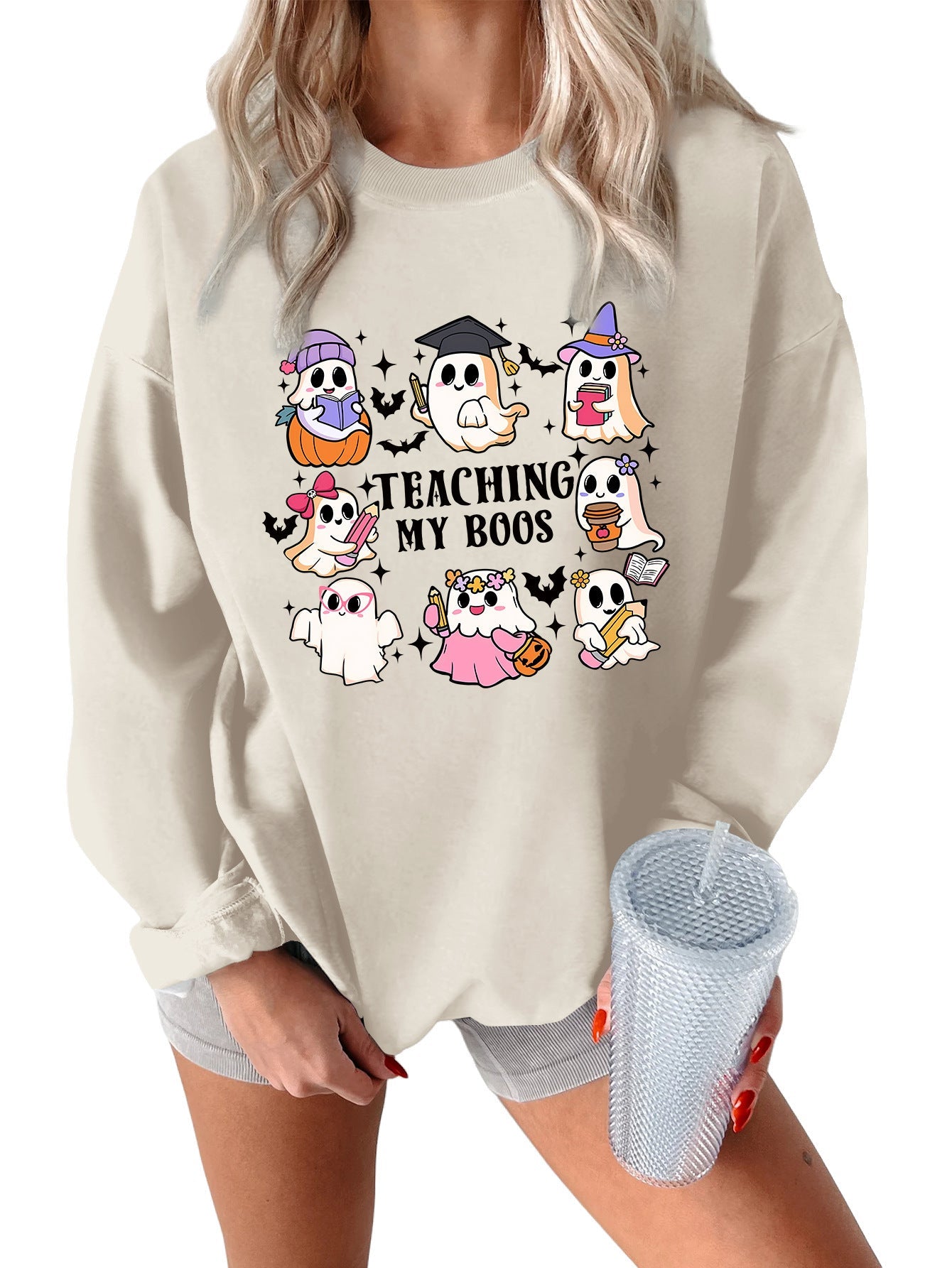 Damen Sweatshirt Halloween-Motiv Lässiger Schnitt Eveloria