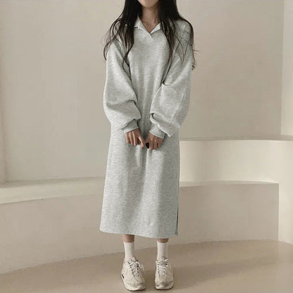 Damen Hoodie-Kleid Lässig Puffärmel