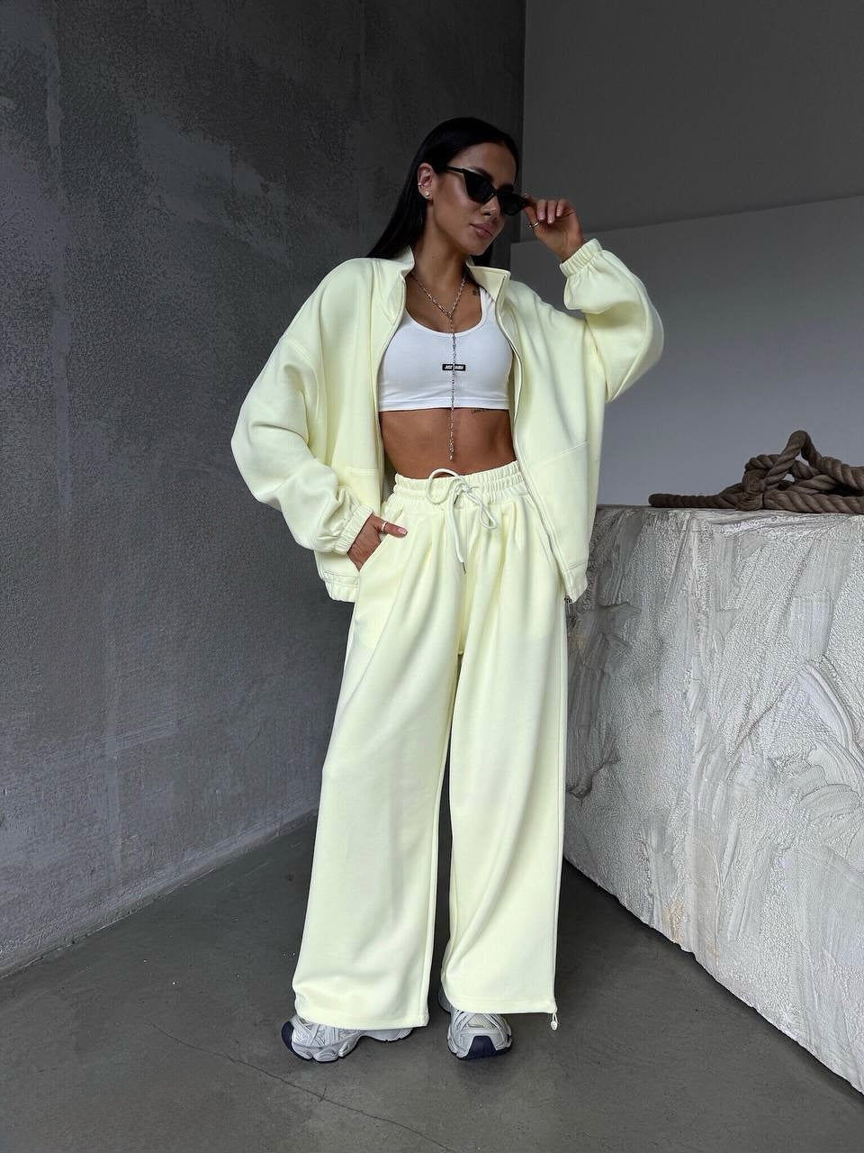 Damen Sportanzug Oversized Jacke Jogginghose Bequem