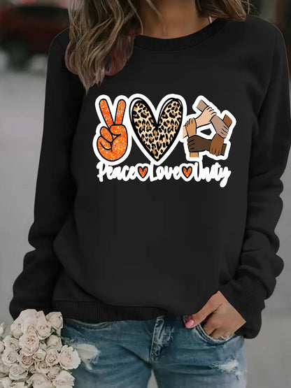 Damen Sweatshirt Peace Love Unity Motiv Eveloria