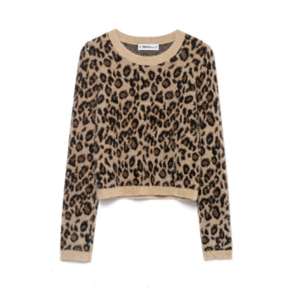 Damen Pullover Leopardenmuster Kuschelfleece - Eveloria