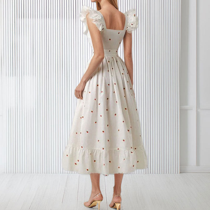 Damen Maxikleid Rüschen Floralmuster Eveloria