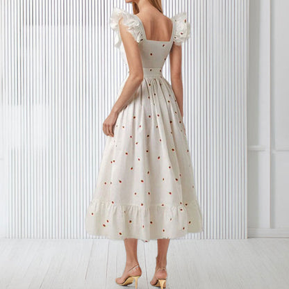 Damen Maxikleid Rüschen Floralmuster Eveloria