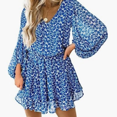 Damen Kurzarmkleid Voluminöse Puffärmel Eveloria