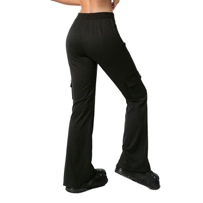 Damen Cargo-Hose Weites Bein Baumwolle Beige