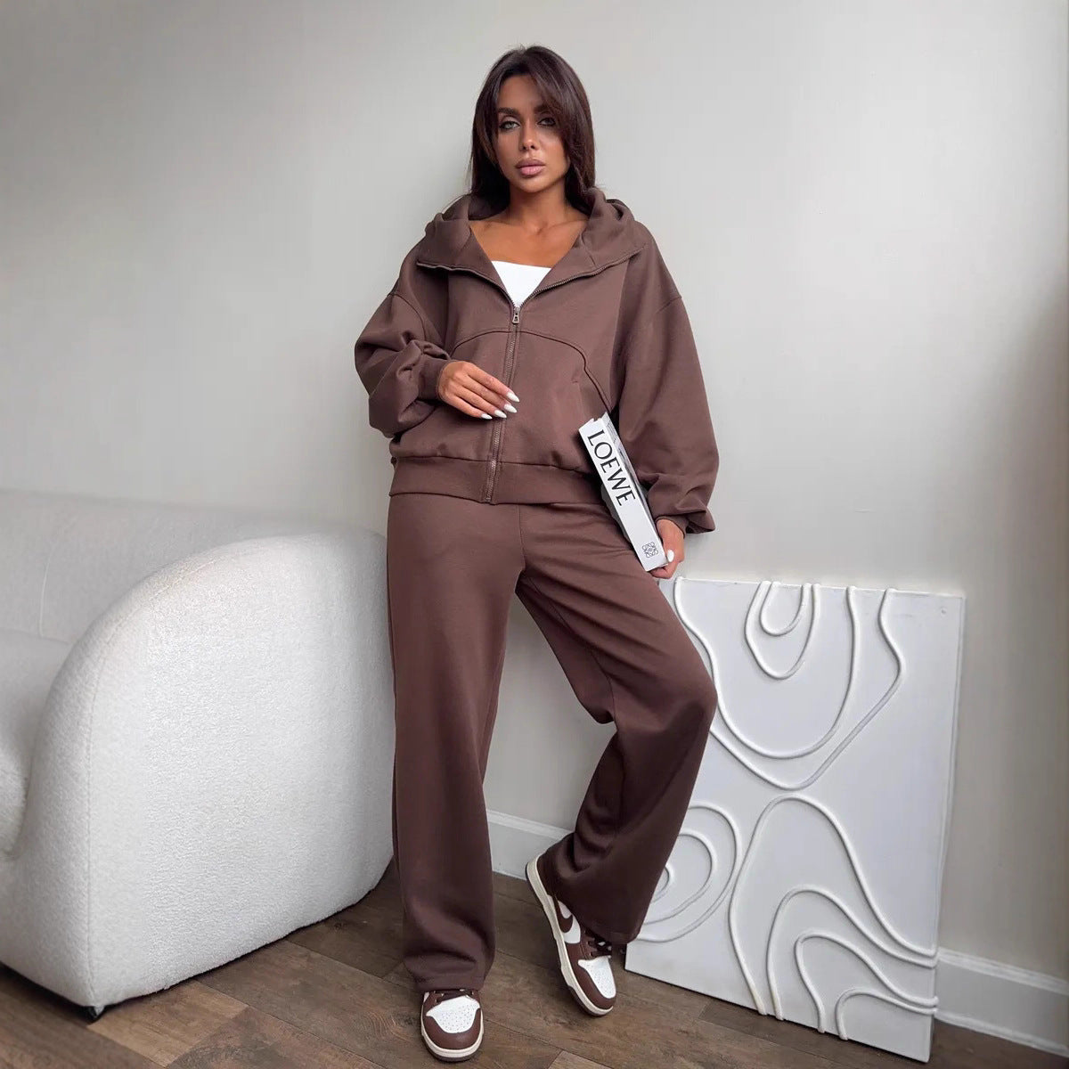Eveloria Damen Sweatjacke Jogginghose Set Bequem