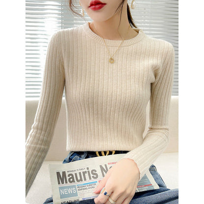 Damen Feinstrickpullover Rippstruktur Rundhalsausschnitt Eveloria - Eveloria