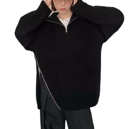 Damen Strickpullover Oversized mit Reißverschluss Eveloria