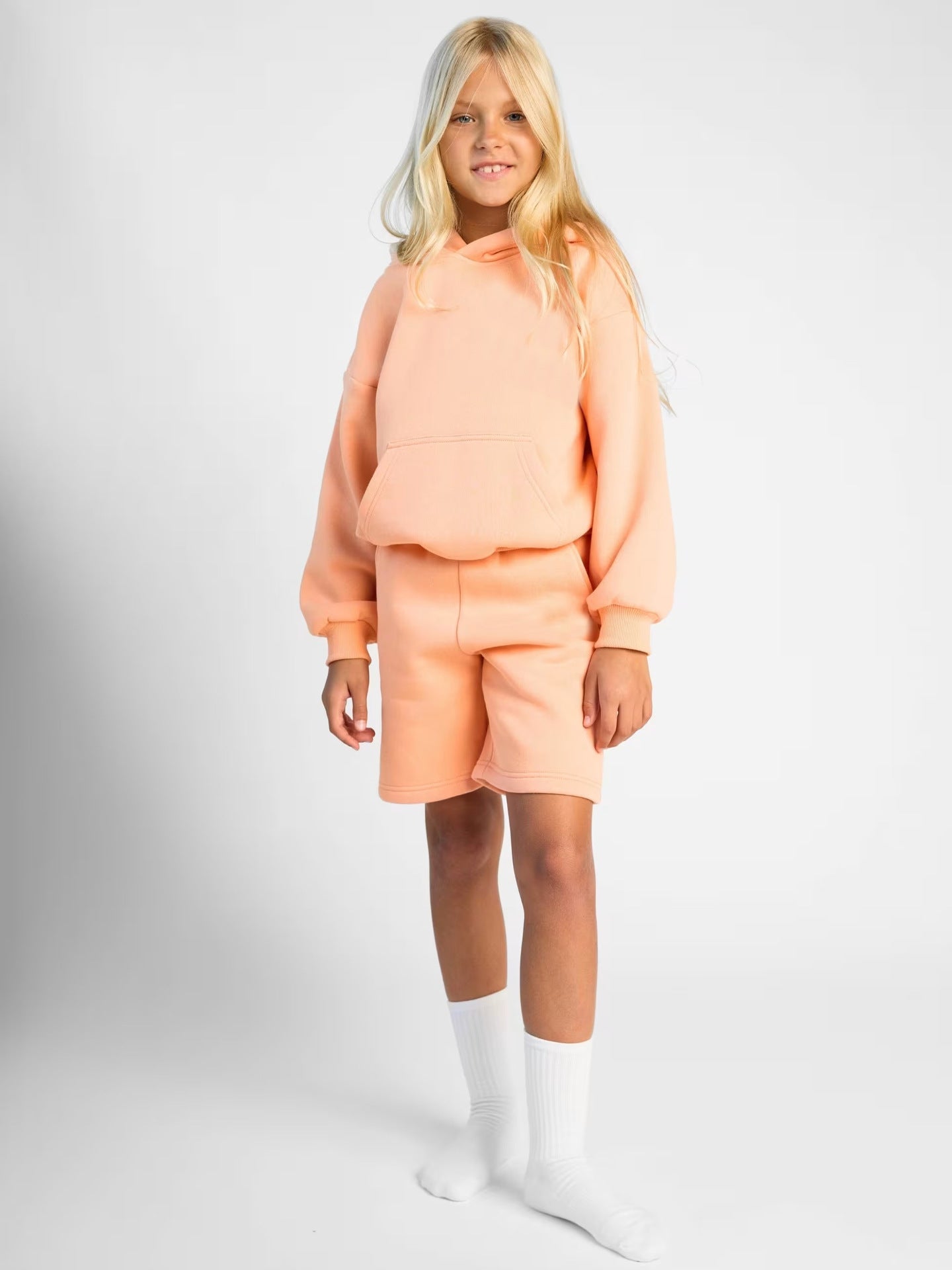 Damen Sportliches Kurzarm-Set Kapuze Bequeme Shorts Eveloria