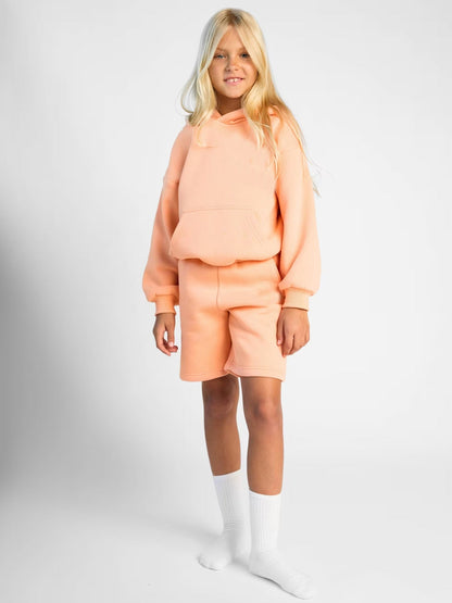 Damen Sportliches Kurzarm-Set Kapuze Bequeme Shorts Eveloria