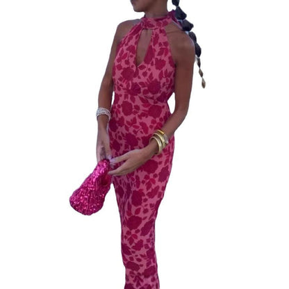 Damen Abendkleid mit Ausschnitt und floralem Design Eveloria