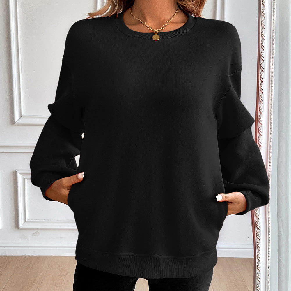 Eveloria Damen Sweatshirt Baumwollmischung Rundhalsausschnitt