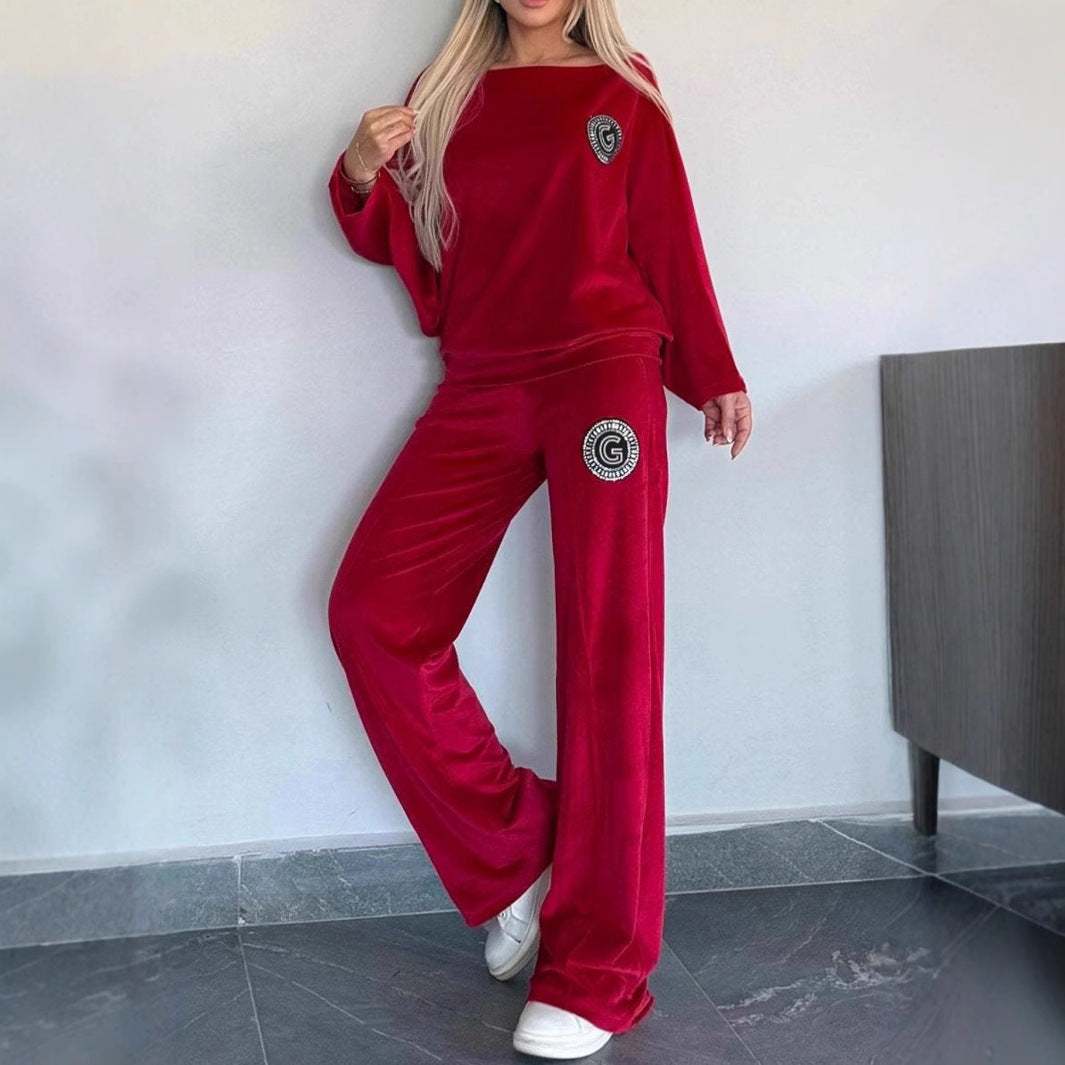 Damen Velvet Loungewear-Set Weich Eveloria