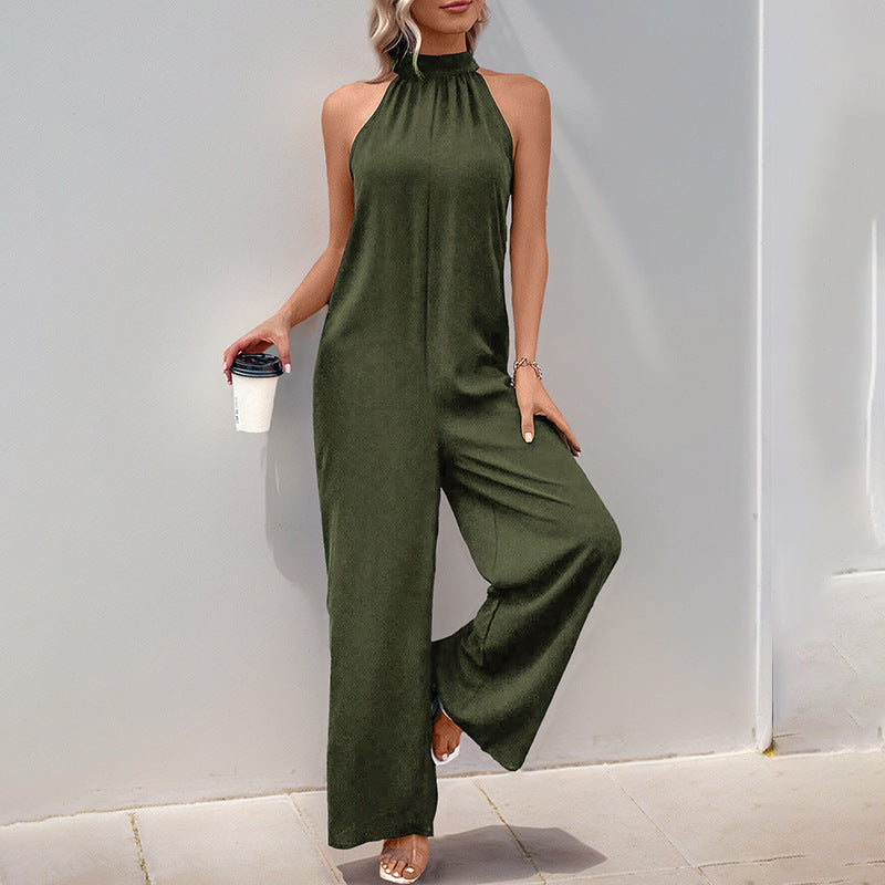 Damen Jumpsuit Hochhalter Weites Bein Eveloria