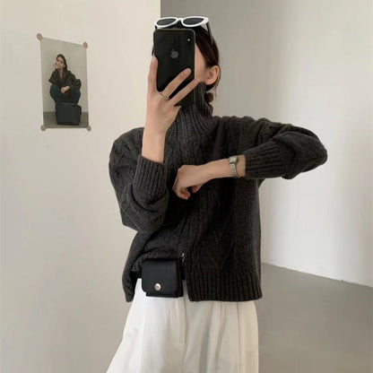 Damen Strickjacke Kabelmuster mit Reißverschluss