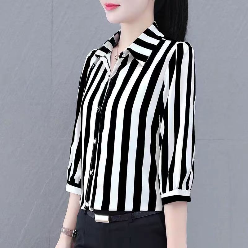 Damen Bluse Gestreift Modischer Schnitt Eveloria