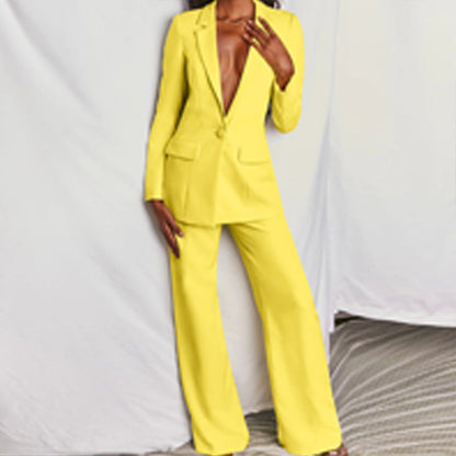 Damen Hosenanzug Taillierter Blazer Weite Hose Eveloria