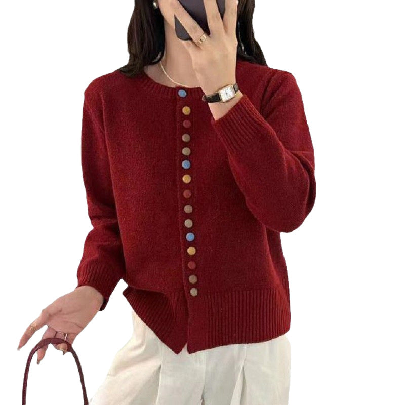 Damen Strickjacke Bunt Lässiger Schnitt
