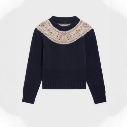 Damen Strickpullover Norweger Muster Eveloria