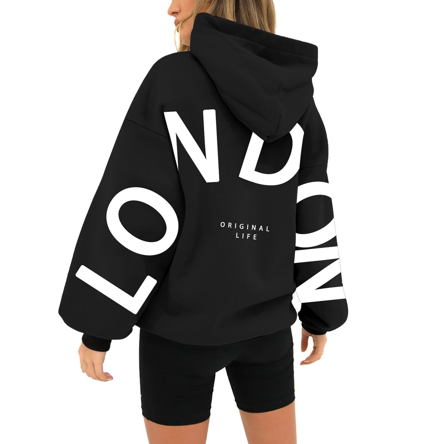 Damen Oversized Hoodie London-Print Trendig Eveloria