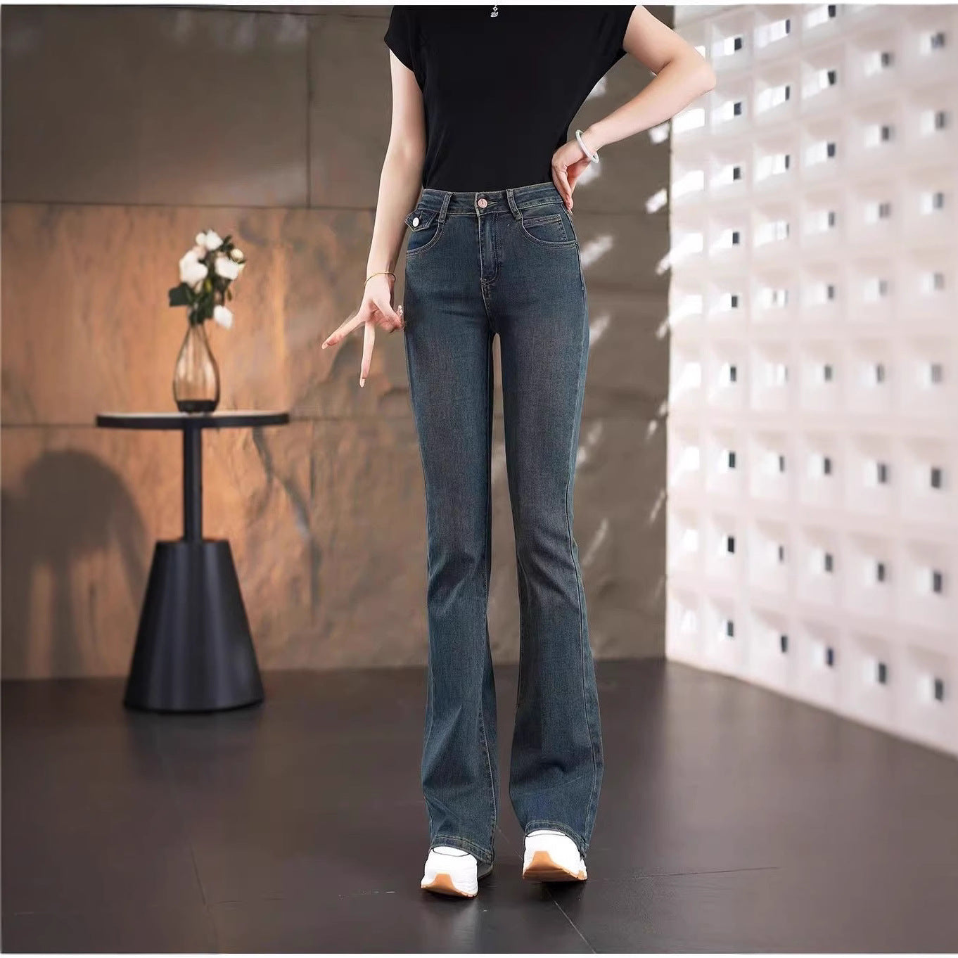 Damen High-Waist Bootcut Jeans Eveloria Elegant