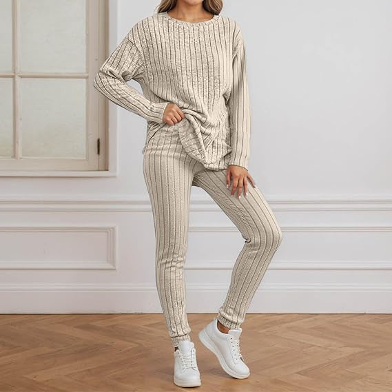 Damen Strickensemble Rippenstruktur Eveloria