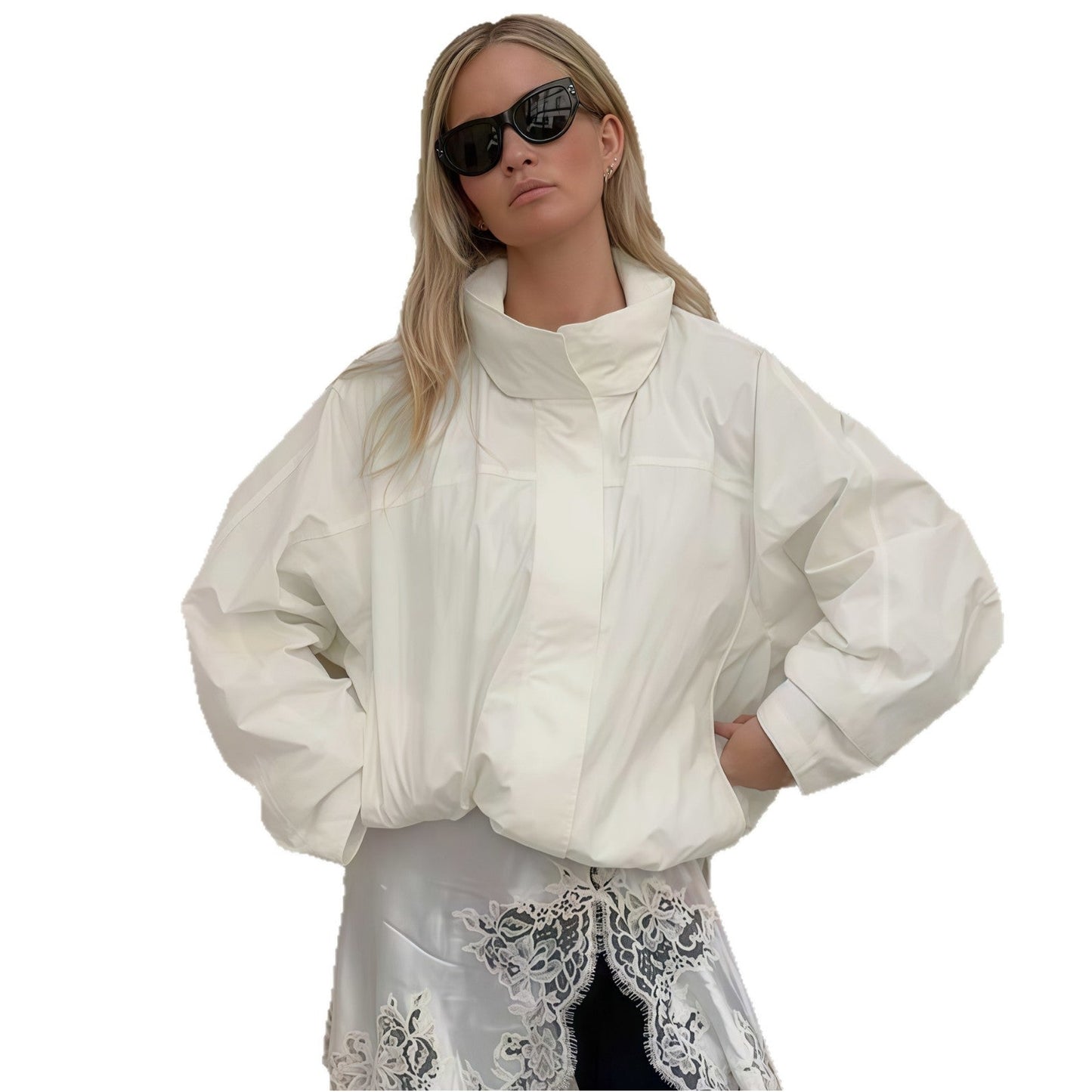 Damen Oversized-Jacke Hochkragen Innovatives Design Eveloria