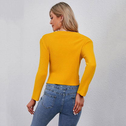 Damen Cropped Strickjacke Modern Knopfdetails Eveloria