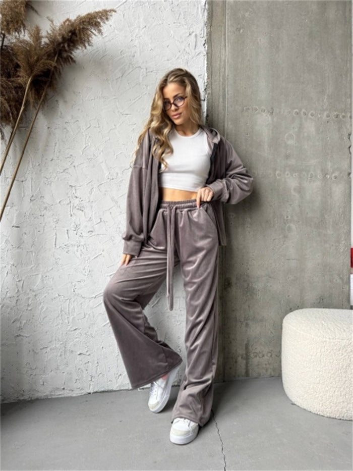 Damen Lounge-Set mit lockerer Jacke und weiten Hosen Eveloria