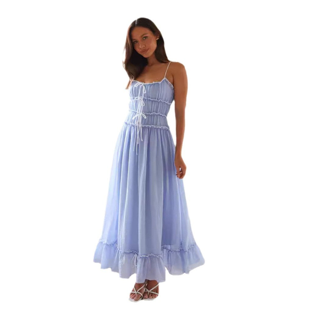 Damen Maxi-Kleid mit Schnürung und verstellbaren Details