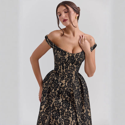 Damen Spitzenkleid A-Linie Elegantes Hochzeitskleid Weiß