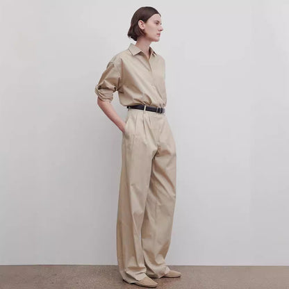 Damen Hochbundhose Klassisch Falten Elegant Eveloria