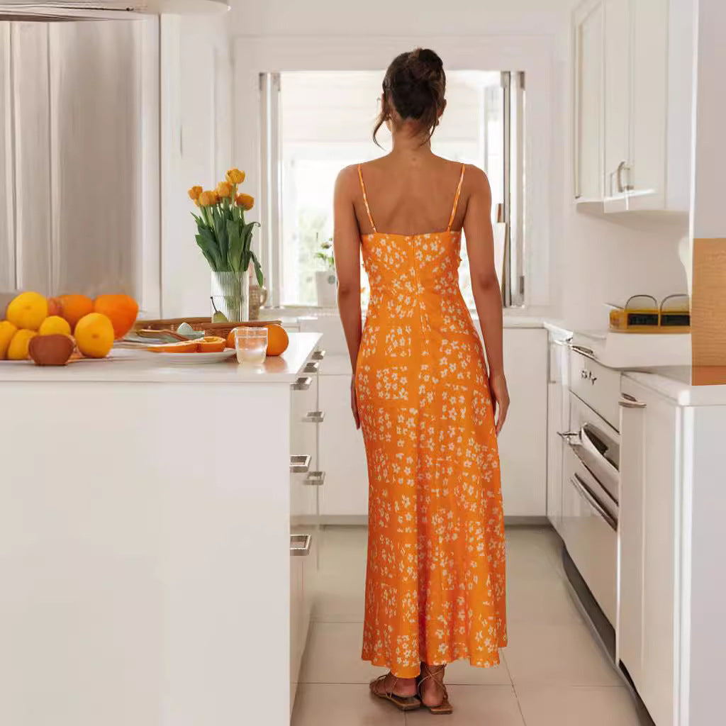 Damen Maxikleid Verstellbare Träger Florales Design Eveloria