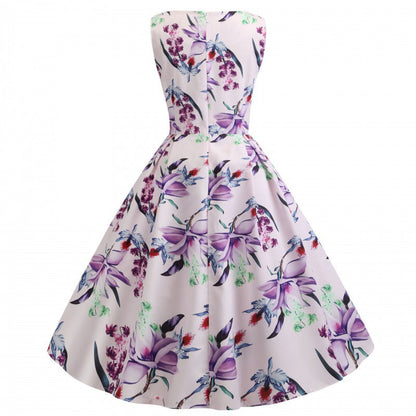 Damen A-Linien Kleid Floralmuster Seitentaschen