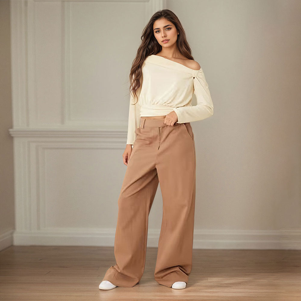 Damen Off-Shoulder- Drapiertes Design Raffung Eveloria
