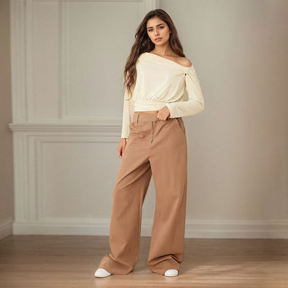 Damen Off-Shoulder- Drapiertes Design Raffung Eveloria